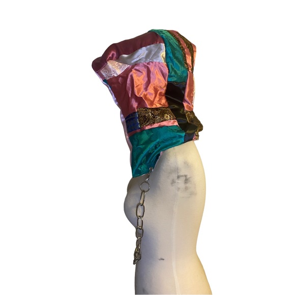 Handmade Patchwork Rave Festival Hood With Chain - Picture 4 of 8